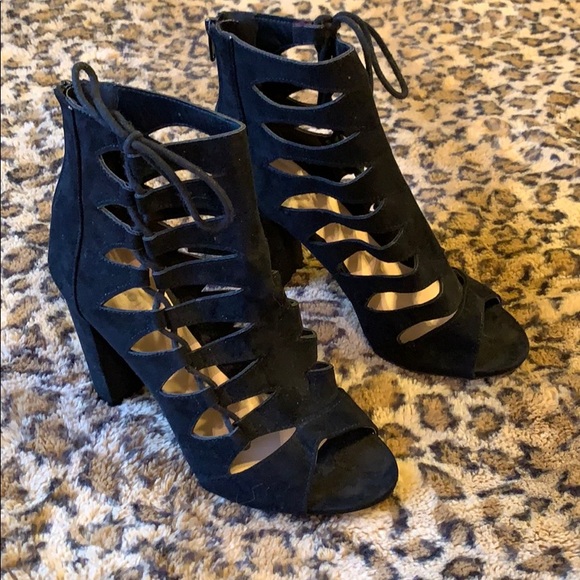 Wild Diva Shoes - Cutout Peep Toe Heels